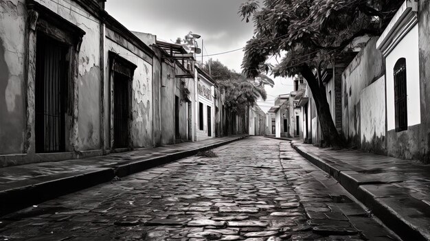 Black and white photography of an old street