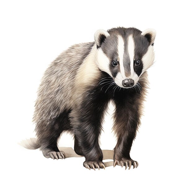 Photo a black and white picture of a badger on a white background