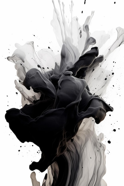 A black and white picture of a black and white splash of paint.