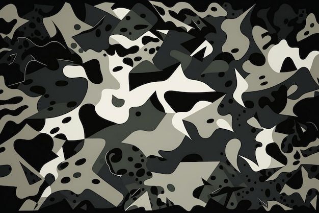 A black and white picture of a camouflage pattern.