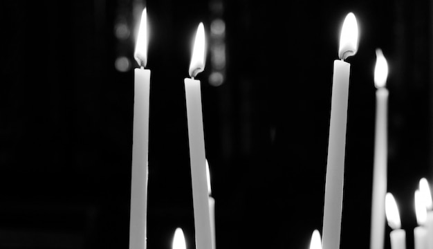 Black and white picture of candles