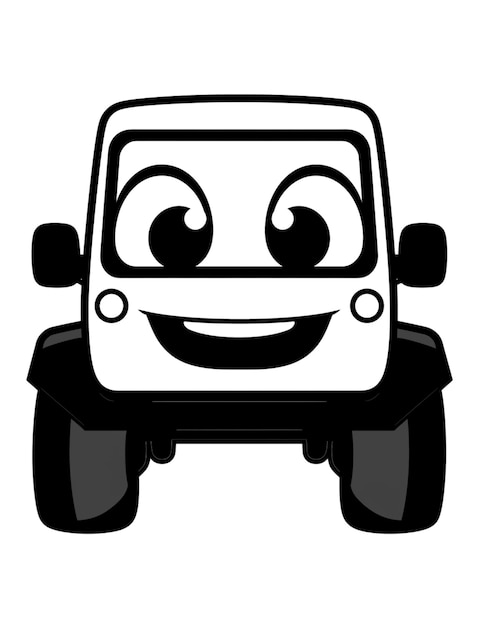 A black and white picture of a car with a big smile generative ai