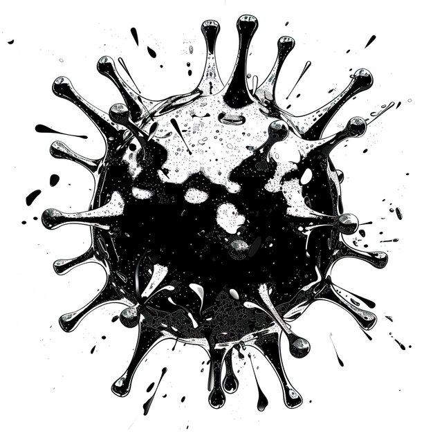 черно-белый рисунок круга жидкости со словом b на нем