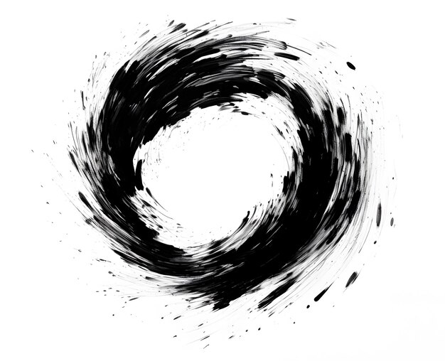 Photo a black and white picture of a circle with a black swirl in the middle