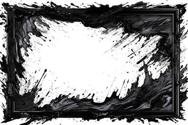 Photo black and white picture frame with colorful paint splatters generative ai