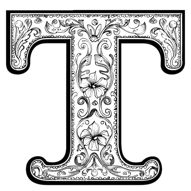 Photo a black and white picture of a letter t