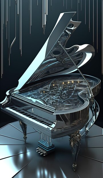 a black and white picture of a piano with a silver handle.