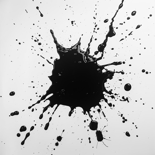 a black and white picture of a splash of liquid with a white background