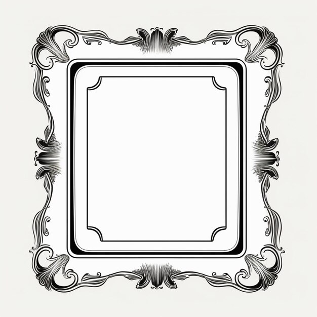 Photo a black and white picture of a square frame with a decorative pattern generative ai