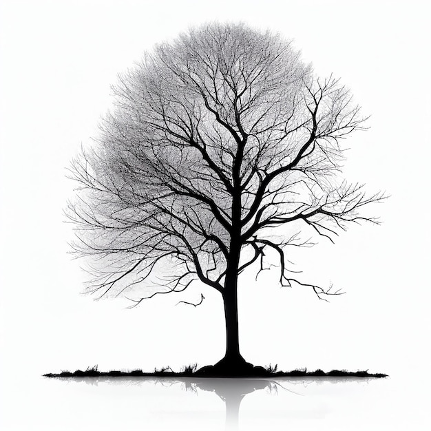 Черно-белое изображение дерева со словом "на нем"
