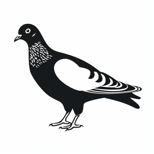 Black And White Pigeon Personal Iconography Inspired Graphic Illustration