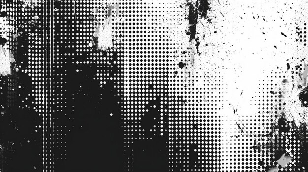 Black and White Pixel Dot Pattern Grungy Texture Data Visualization