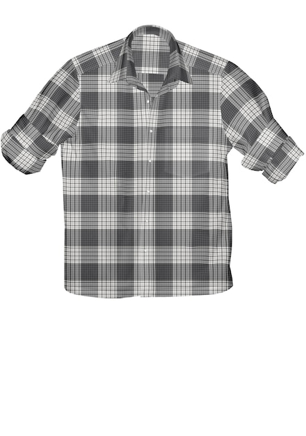 A black and white plaid shirt with a black and white pattern