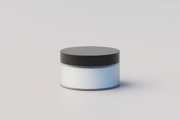 Black and White Plastic Cosmetic Jar Mockup 3D Rendering