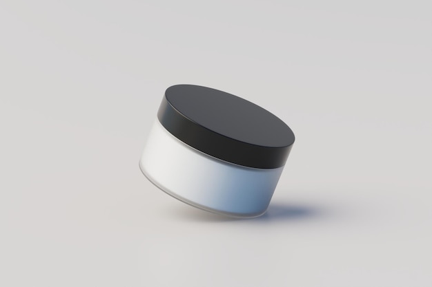 Black and White Plastic Cosmetic Jar Mockup 3D Rendering