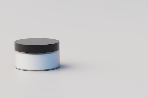 Black and White Plastic Cosmetic Jar Mockup 3D Rendering