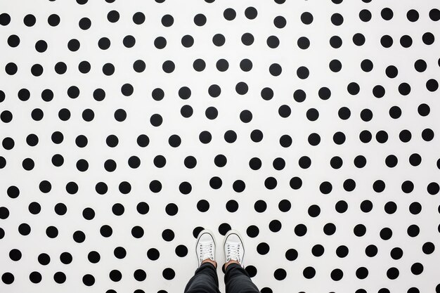 Black and white polka dots painted on a wall