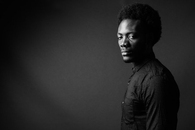 Black and white portrait of handsome African man