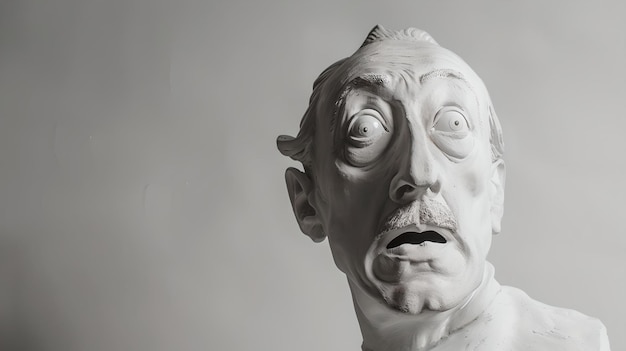 Photo black and white portrait of a surprised expression sculpture creative and dramatic perfect for artistic projects ai