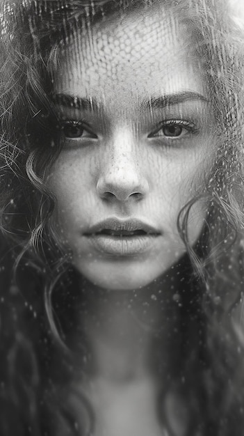 Foto un ritratto in bianco e nero di una donna con lentiggini e lentiggini