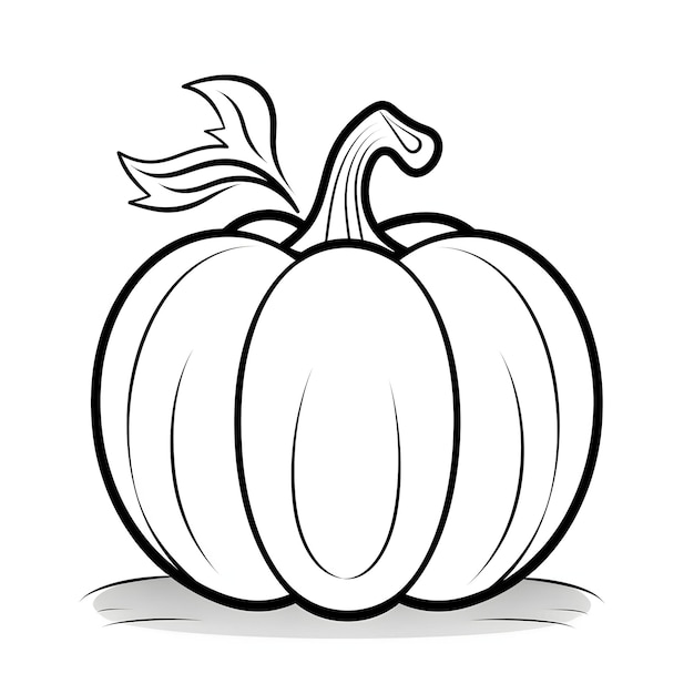 Black and white pumpkin outlines Halloween image on a white isolated background