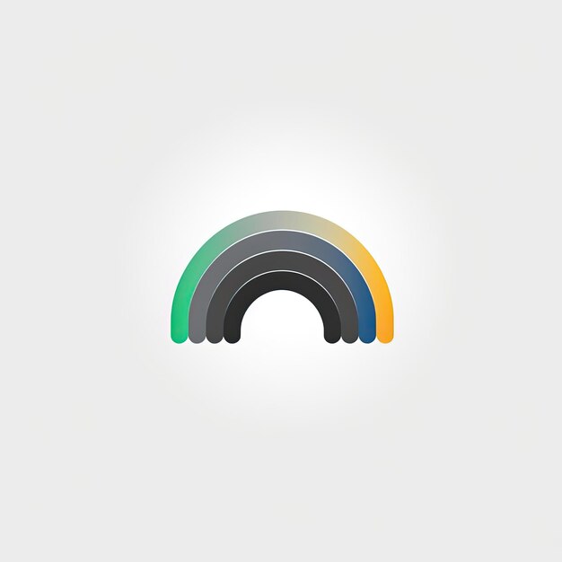 a black and white rainbow logo on a background in the style of subtle tonal range