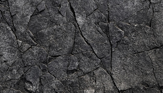Black white rock texture Dark gray stone granite background for design Rough cracked mountain surfac
