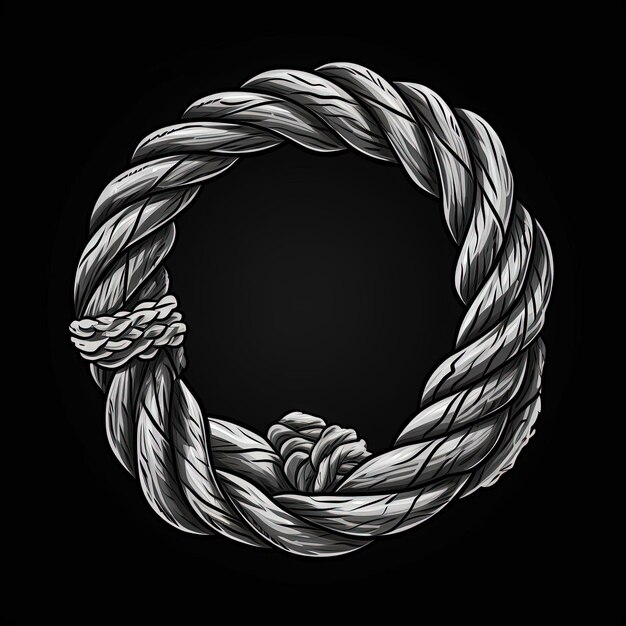 Photo a black and white rope icon in the style of organic contours