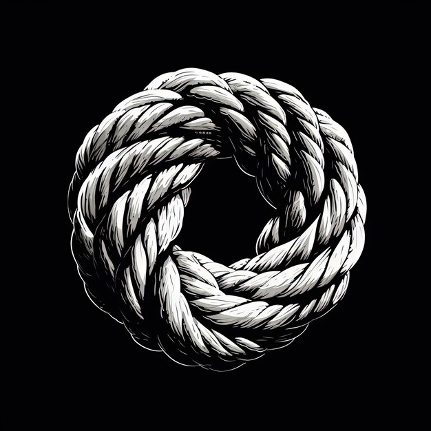 Photo a black and white rope icon in the style of organic contours