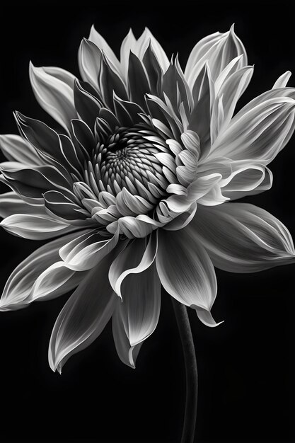 black and white rose flower. AI generated