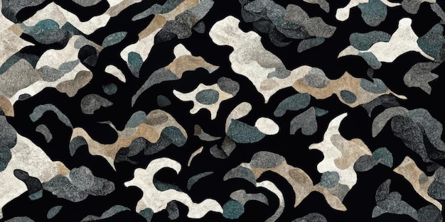 A black and white rug with a pattern of different colors generative AI