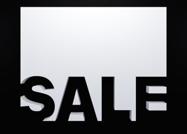 Black and white sale banner background. 3d illustration