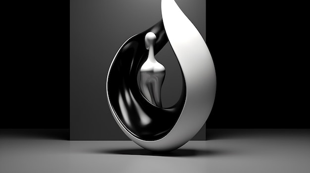 a black and white sculpture of a woman