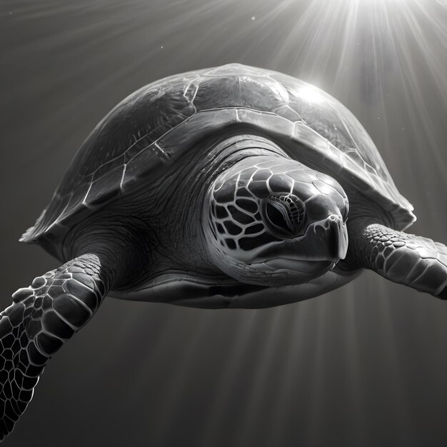 Photo black and white sea turtle