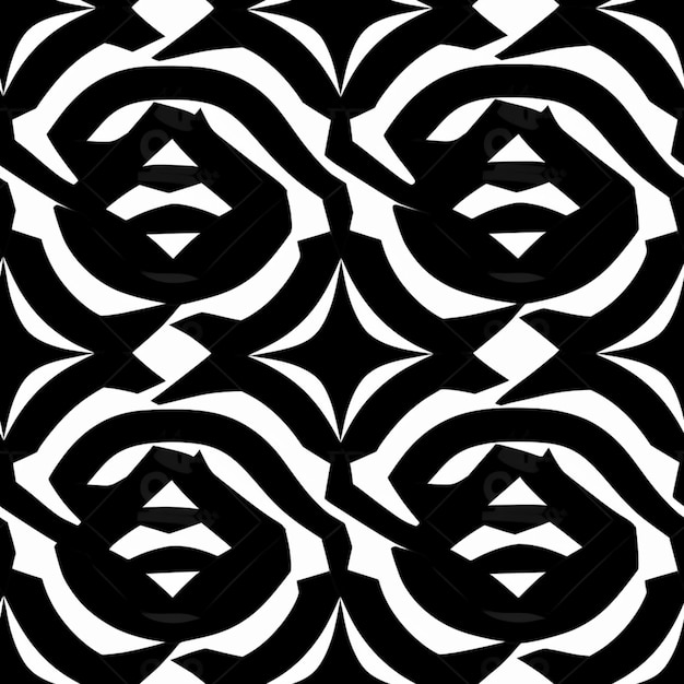 Black and white seamless pattern with a geometric design.