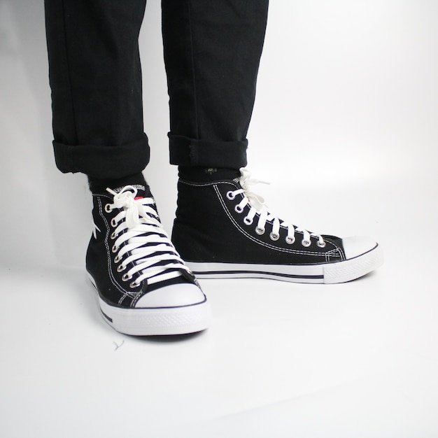 black and white shoes on a white background