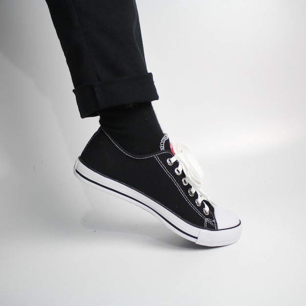 black and white shoes on a white background