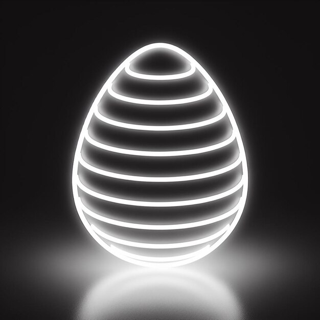 Photo a black and white shot of a neon easter egg