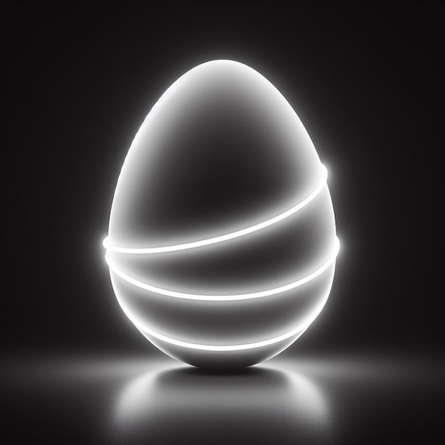 Photo a black and white shot of a neon easter egg