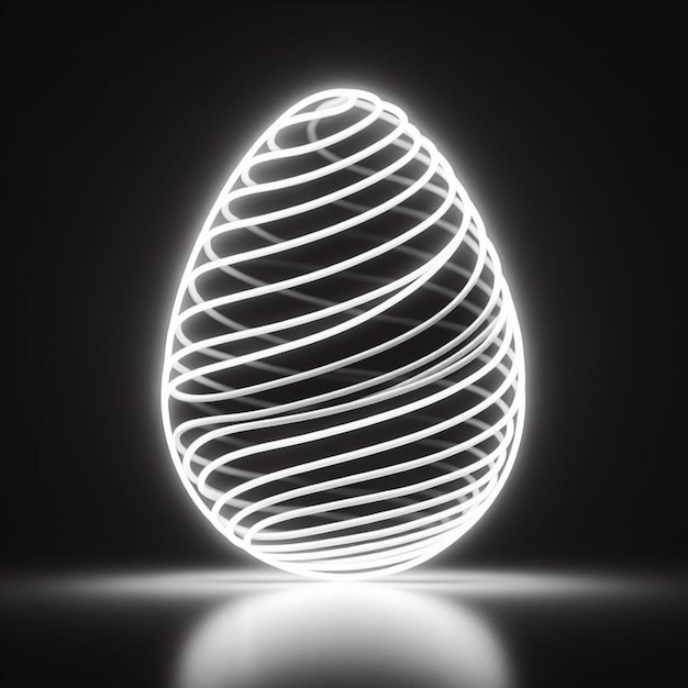 Photo a black and white shot of a neon easter egg