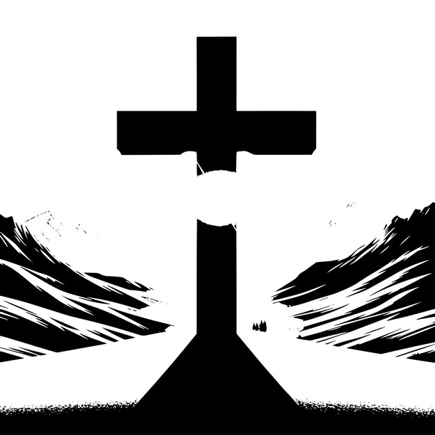 Photo black and white silhouette of a abstract cross illustration