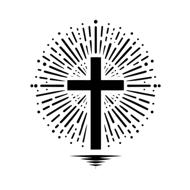 Black and white Silhouette of a abstract Cross Illustration