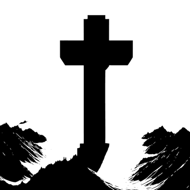 Photo black and white silhouette of a abstract cross illustration
