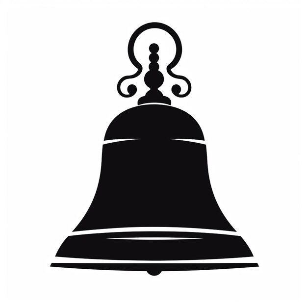 a black and white silhouette of a bell with a key on top generative ai