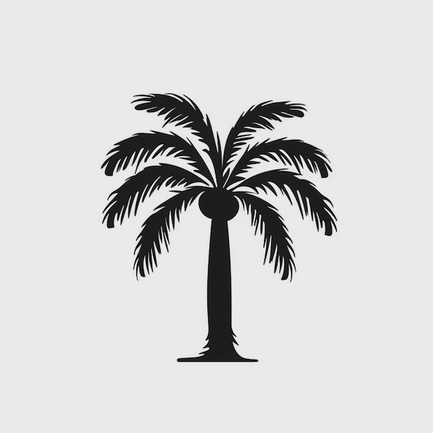 Photo a black and white silhouette of a palm tree on a white background generative ai