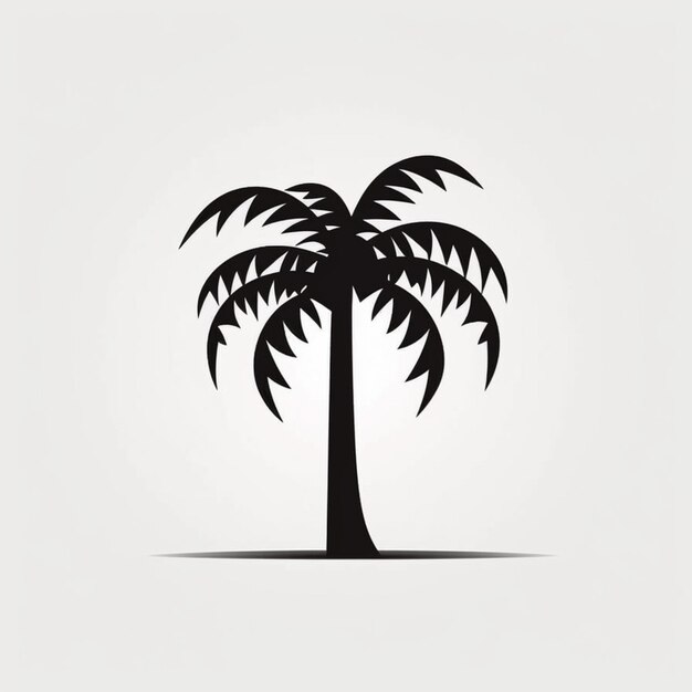 Photo a black and white silhouette of a palm tree with leaves generative ai