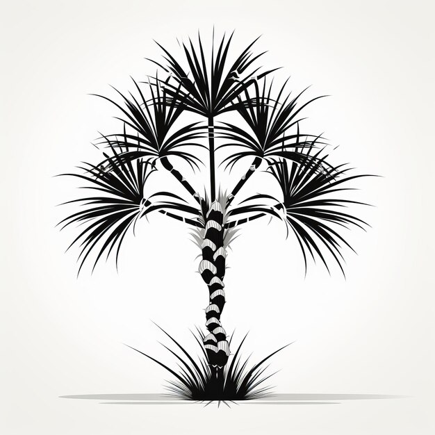 Black And White Silhouette Of Savannah Palm Tree