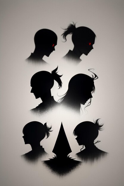 Photo black and white silhouette style contrast abstract people scene wallpaper background illustration