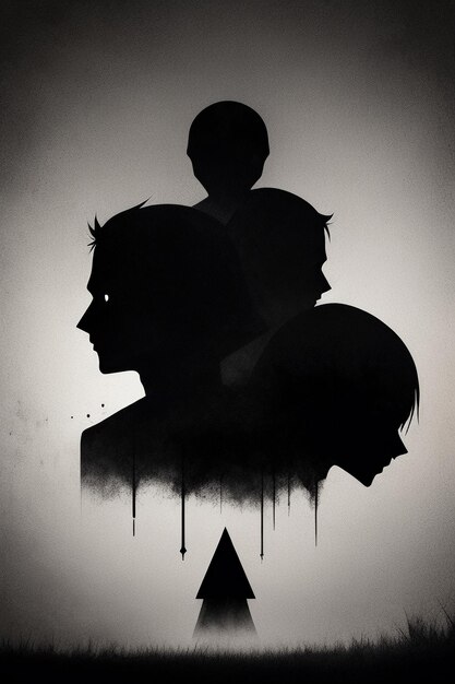 Photo black and white silhouette style contrast abstract people scene wallpaper background illustration