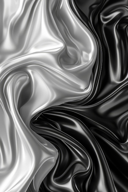 Photo black and white silk fabric